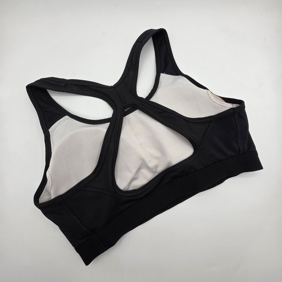 Nike Womens Dri-FIT Racerback Sports Bra Black Perforated Swoosh Size Medium - Picture 3 of 6